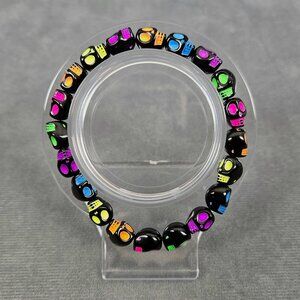 Gothic Halloween Skull Stretch Bracelet in Black and Neon Colors